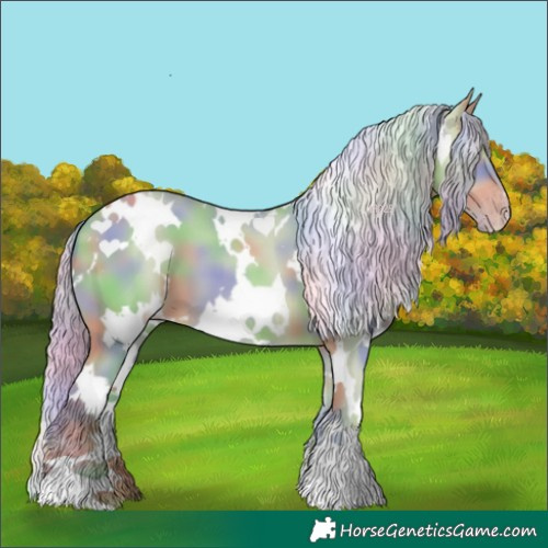Horse Color:Nacre Watercolor White Spotted Silver Sable Champagne 