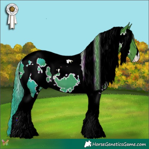 Horse Color:Watercolor White Spotted Black Tobiano 