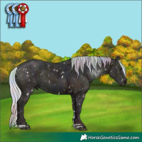 Horse Color:Nacre Watercolor White Spotted Midnight Silver Bay Ice Tobiano 
