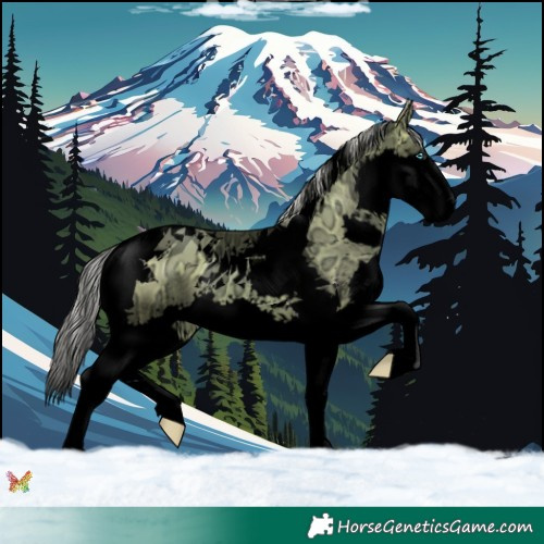 Horse Color:Void Watercolor Silver Bay Ice Pearl Splash Tobiano 