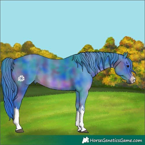 Horse Color:Nacre Watercolor White Spotted Black 