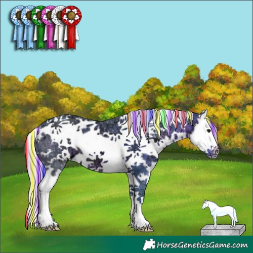 Horse Color:Painted Watercolor White Spotted Silver Brown Ice Splash Frame 