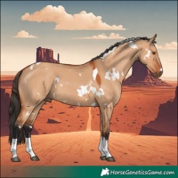 Horse Color:White Spotted Bay Dun Tobiano Rabicano