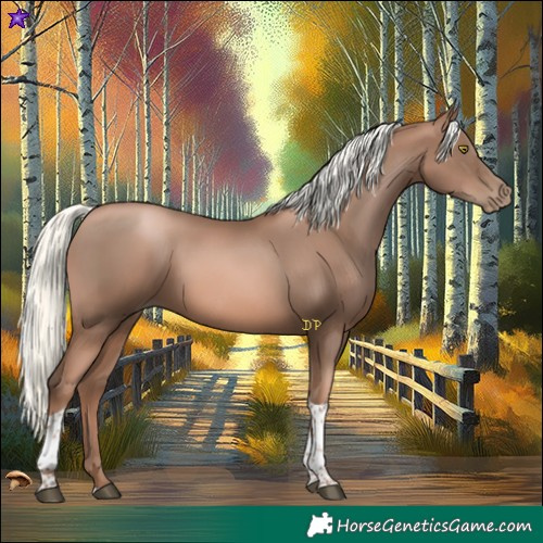 Horse Color:Liver Chestnut Pearl Mushroom Tobiano
