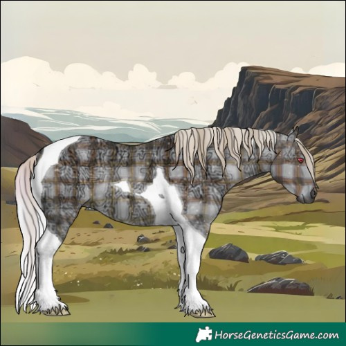 Horse Color:Plaid  Silver Black Chinchilla Ice Tobiano 
