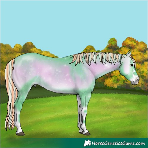 Horse Color:Painted Watercolor Silver Bay Onyx Sabino Tobiano 