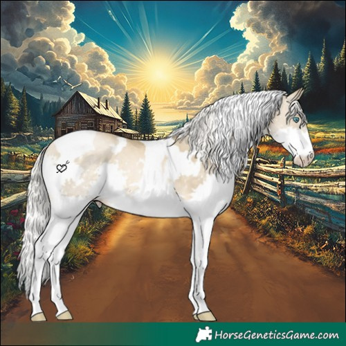 Horse Color:White Spotted Silver Buckskin Pearl Splash Tobiano 