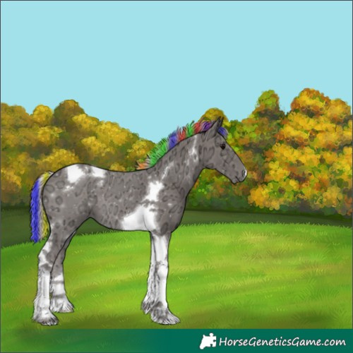 Horse Color:Painted Silver Black Ice Tobiano 