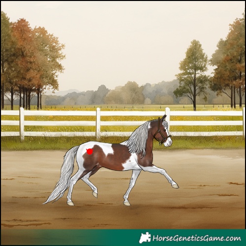 Horse Color:Liver Chestnut Mushroom Splash Tobiano Varnish 