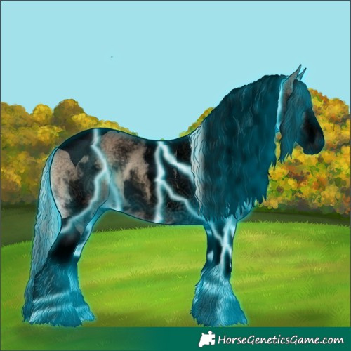 Horse Color:Void Thunderstruck White Spotted Silver Smoky Blue Onyx Splash Tobiano 