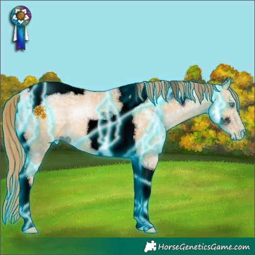 Horse Color:Void Thunderstruck Chocolate Buckskin Ice Pearl Tobiano 