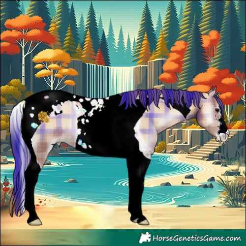 Horse Color:Plaid  Blue Onyx Pearl Tobiano Rabicano 