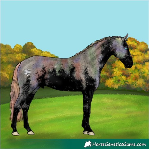 Horse Color:Void Nacre White Spotted Buckskin Pearl Onyx Sabino 