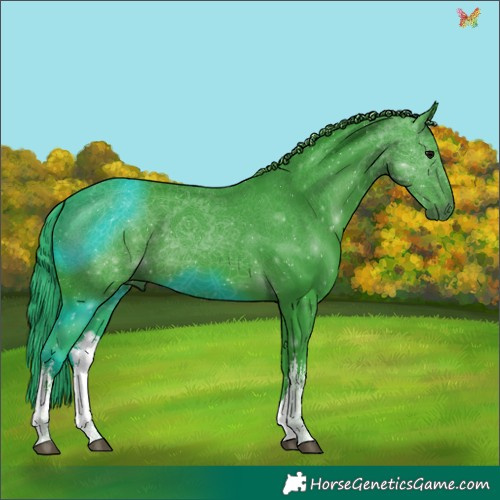 Horse Color:Watercolor White Spotted Black 