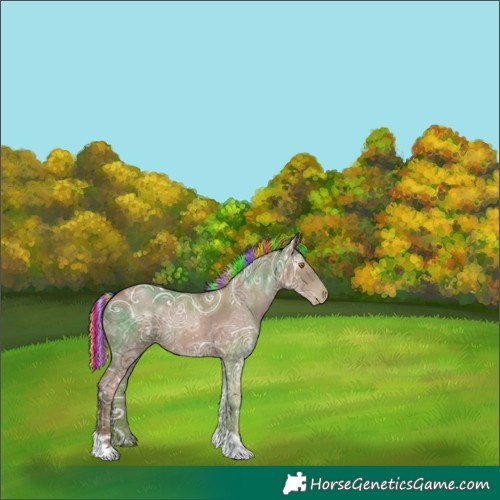 Horse Color:Gray Painted Silver Black Ice Pearl Tobiano
