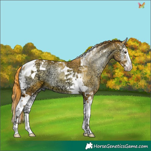 Horse Color:Watercolor Liver Red Onyx Ice Splash Tobiano 