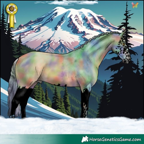 Horse Color:Void Nacre Watercolor White Spotted Silver Bay Splash 
