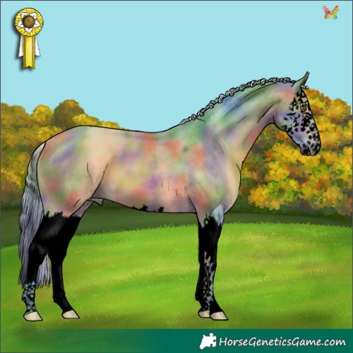 Horse Color:Void Nacre Watercolor White Spotted Silver Bay Splash 