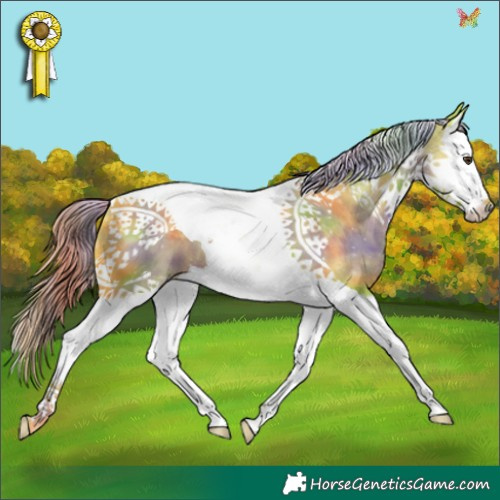 Horse Color:Nacre Watercolor Liver Chestnut Splash Tobiano 