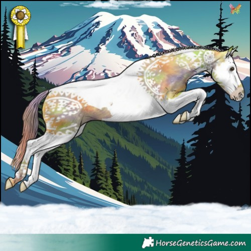 Horse Color:Nacre Watercolor Liver Chestnut Splash Tobiano 