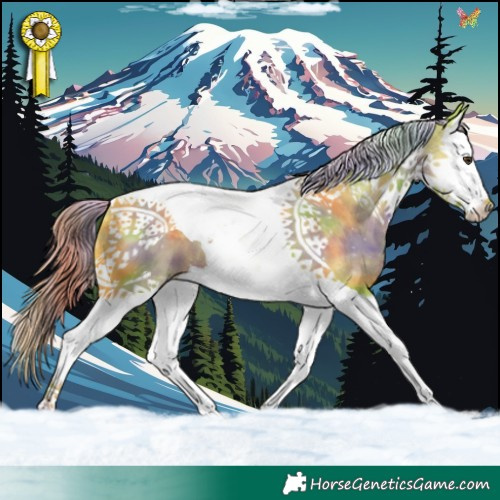 Horse Color:Nacre Watercolor Liver Chestnut Splash Tobiano 