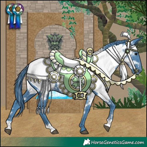 Horse Color:Watercolor White Spotted Chocolate Black Near Fewspot 