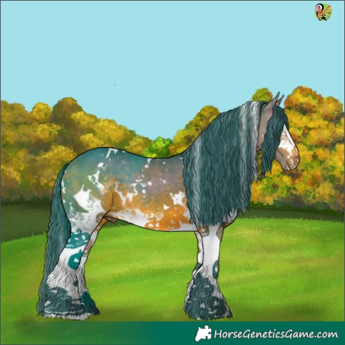 Horse Color:Watercolor White Spotted Brown 