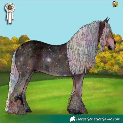 Horse Color:Void Nacre White Spotted Silver Bay Roan 