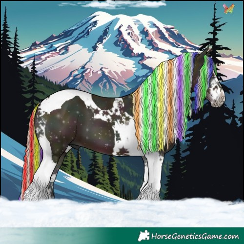 Horse Color:Painted Watercolor White Spotted Midnight Silver Blue Onyx Tobiano 