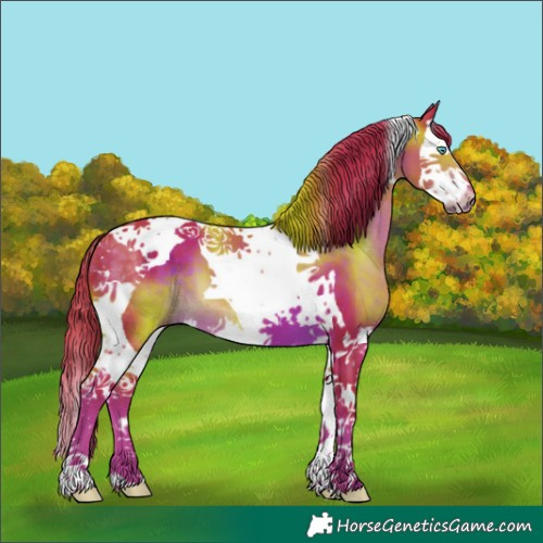 Horse Color:Watercolor Liver Chestnut Splash Tobiano 