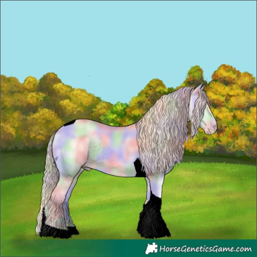 Horse Color:Void Nacre Perlino Onyx Tobiano Rabicano 