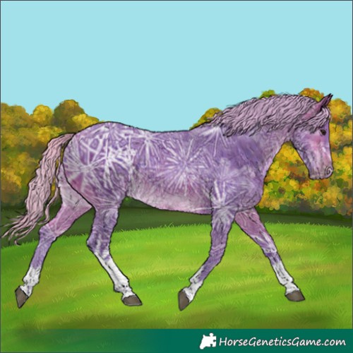 Horse Color:Watercolor White Spotted Silver Brown Ice 
