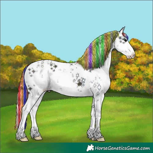 Horse Color:Painted White Spotted Midnight Silver Black Sabino 