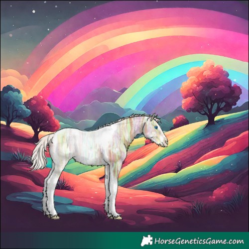 Horse Color:White Spotted Silver Amber Champagne Ice Splash Tobiano Frame 