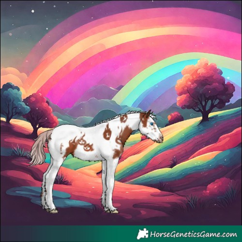 Horse Color:White Spotted Chestnut Splash Tobiano Frame 