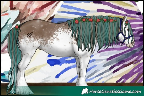Horse Color:Painted White Spotted Liver Red Dun Splash 