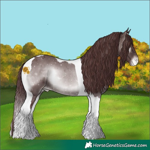 Horse Color:Platinum Chocolate Brown Onyx Tobiano Varnish 