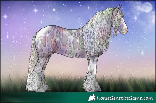 Horse Color:Nacre Watercolor White Spotted Silver Grullo Ice Splash Tobiano 