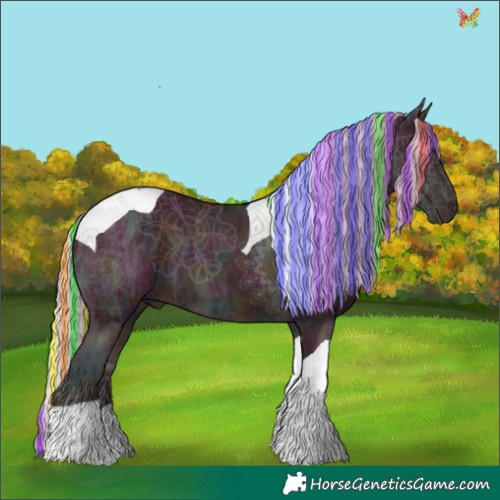 Horse Color:Painted Watercolor Midnight Silver Amber Champagne Ice Tobiano 