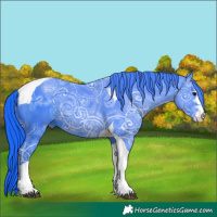 Horse Color:Watercolor Black Ice Tobiano 