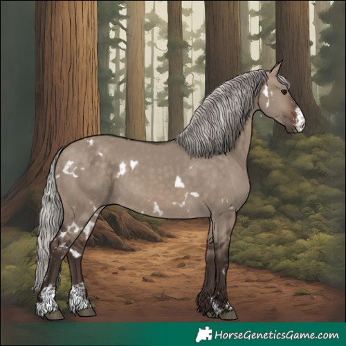 Horse Color:White Spotted Silver Brown Dun Sabino 
