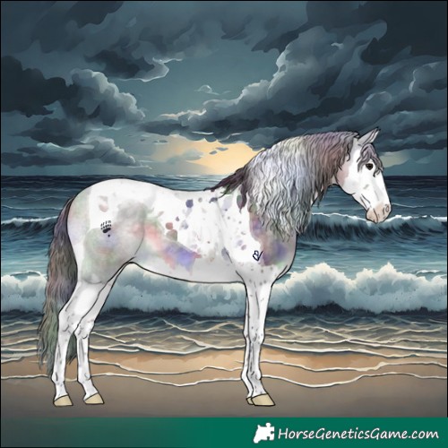 Horse Color:Platinum Nacre Brown Dun Splash Tobiano 