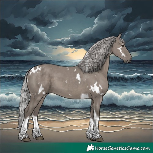 Horse Color:Platinum White Spotted Silver Grullo Tobiano 