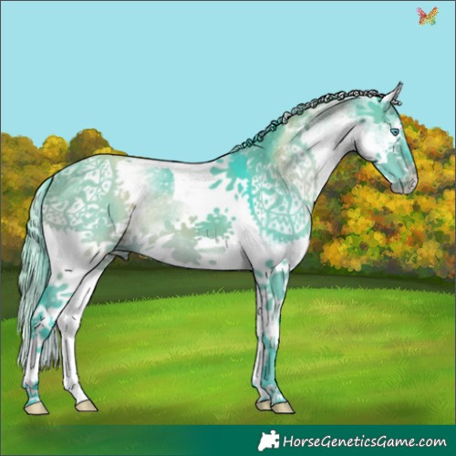 Horse Color:Watercolor White Spotted Brown Dun Splash Tobiano 