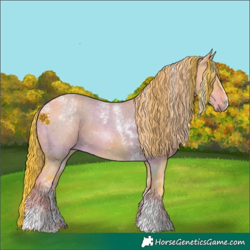 Horse Color:Powder White Watercolor Liver Red Dun Sabino 
