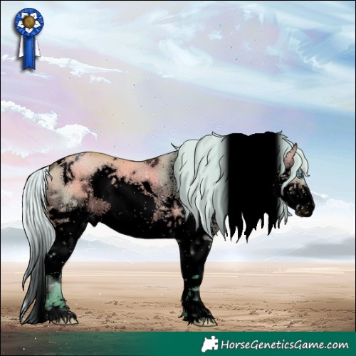 Horse Color:Void Watercolor White Spotted Silver Bay Dun Splash Tobiano 