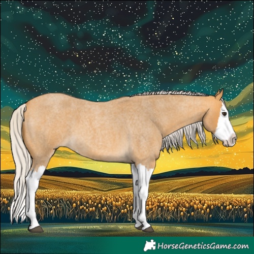 Horse Color:Silver Buckskin Roan Splash