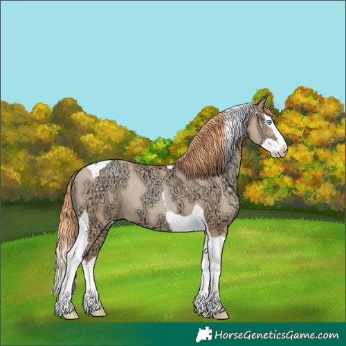 Horse Color:Amber Champagne Ice Pearl Splash Tobiano 