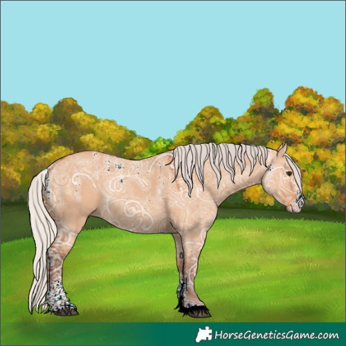 Horse Color:Powder White Silver Bay Ice Dun Rabicano 