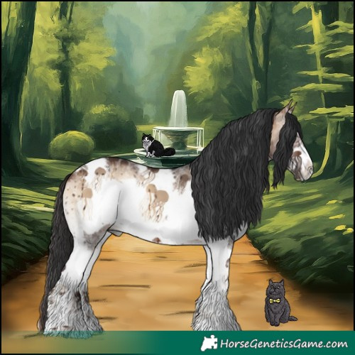 Horse Color:Bay Onyx Sabino Tobiano Frame Brindle 